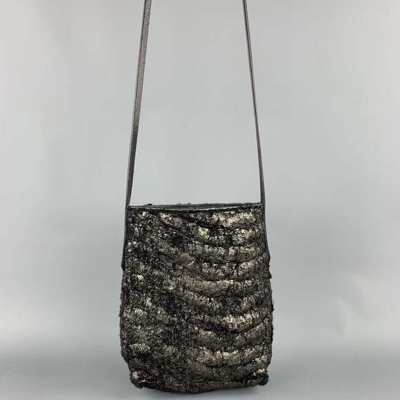 SIMONA TAGLIAFERRI Textured Grey Fabric Shoulder Handbag - Picture 2 of 7
